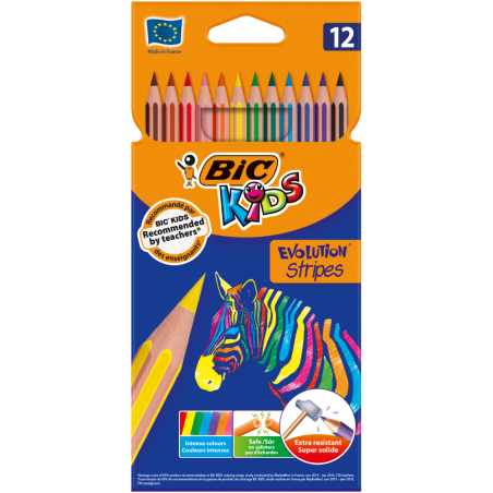 SET 12 CREIOANE COLORATE EVOLUTION STRIPES BIC