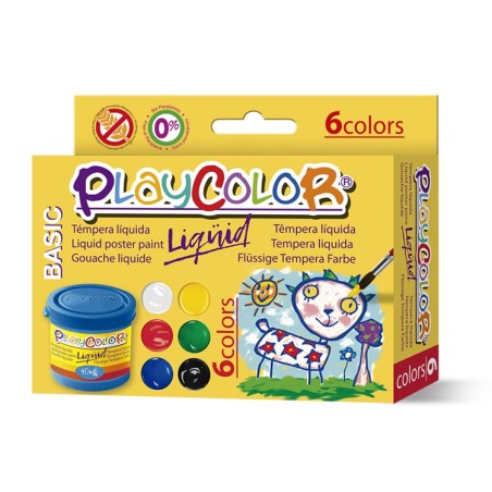 TEMPERA 40 ML 6 CULORI SI PENSULA PLAYCOLOR