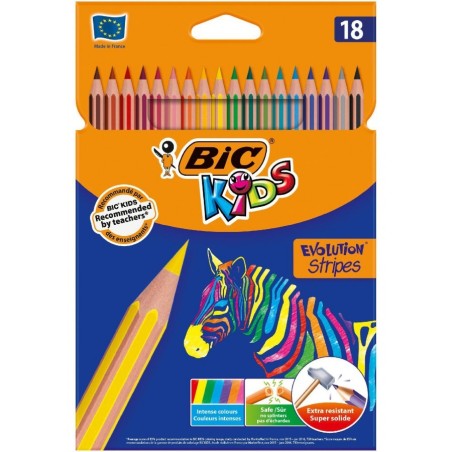 SET 18 CREIOANE COLORATE BIC EVOLUTION STRIPES