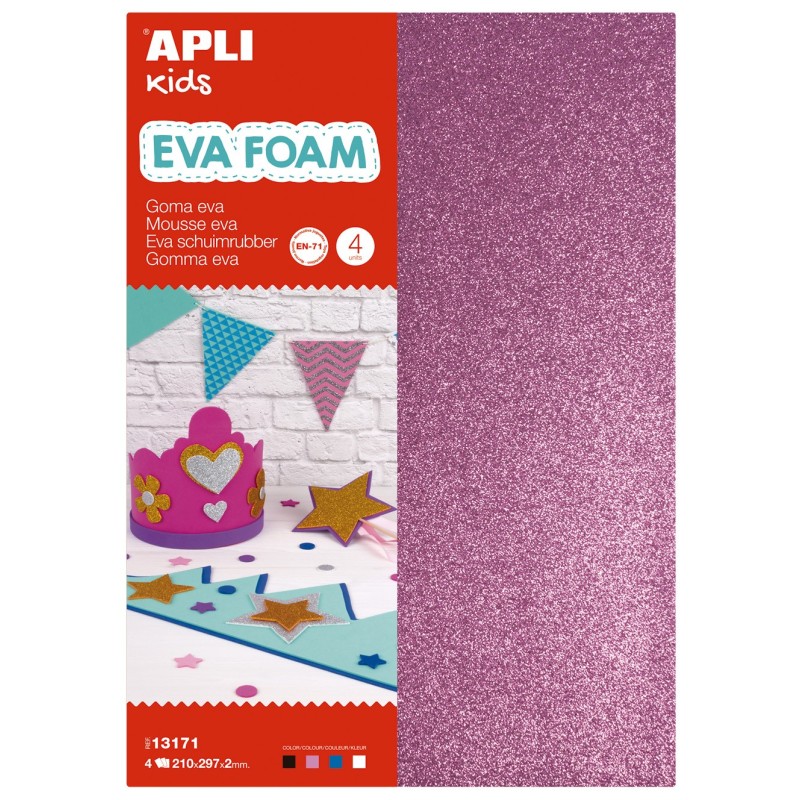 GOMA EVA SCLIPICI ALB, NEGRU, ROZ, ALBASTRU 4C A4 APLI