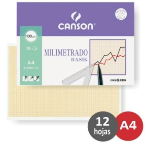 MINIPAC HARTIE MILIMETRICA 210X297 100G 12C CANSON