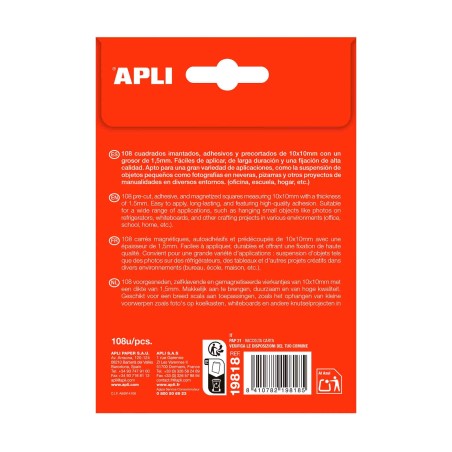 MAGNETI PATRATELE AUTOADEZIVI FOLIE 10X10MM 108BUC APLI