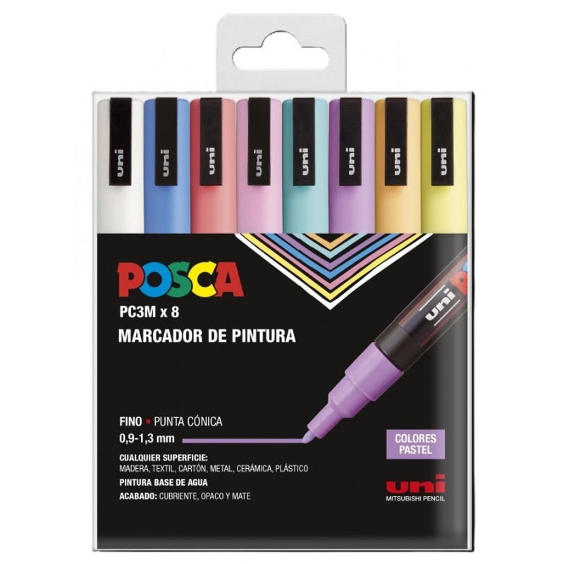 SET 8 BUC UNI POSCA MARKER APA PC-3M 0.9-1.3 MM PASTEL