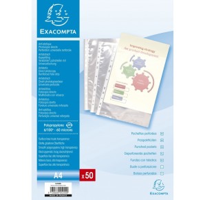 SET 50 FOLII PROTECTIE A4 TRANSPARENTE CRISTAL EXACOMTA