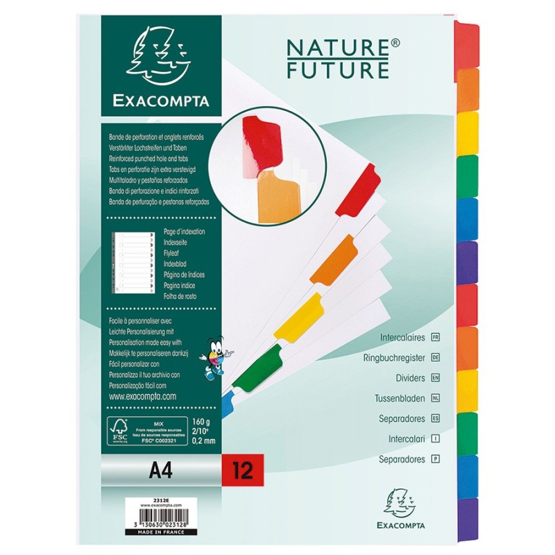 SEPARATOARE  12 BUC CARTON ALB INEDCSI PLASTIFIATI CULORI A4