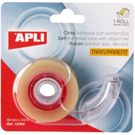 DISPENSER CU BANDA ADEZIVA TRANSPARENTA 19MM X 33M APLI