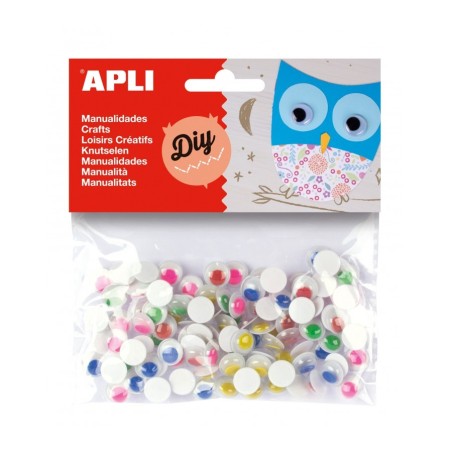 OCHI MOBILI COLORATI MICI ADEZIVI APLI 100 BUC